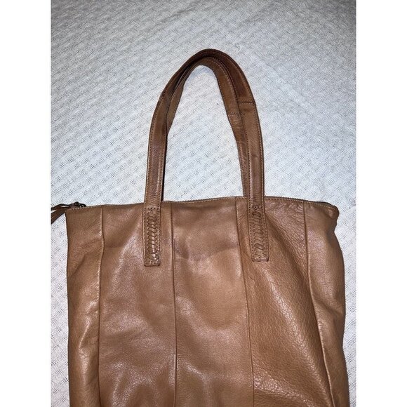 DAY & MOOD Flame Camel Leather Tote Bag Purse Pax Shopper 600026601 - Picture 5 of 12